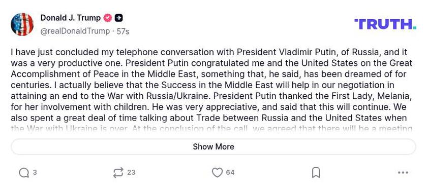 Post preview from Donald Trump