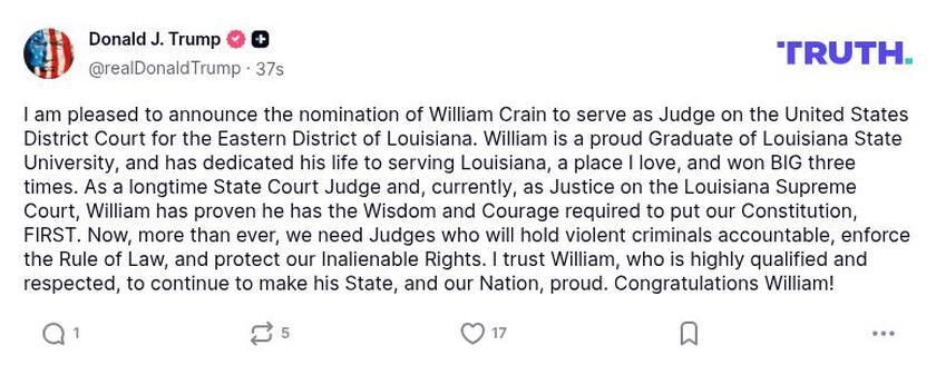 Post image from Donald Trump