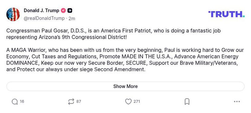 Post image from Donald Trump