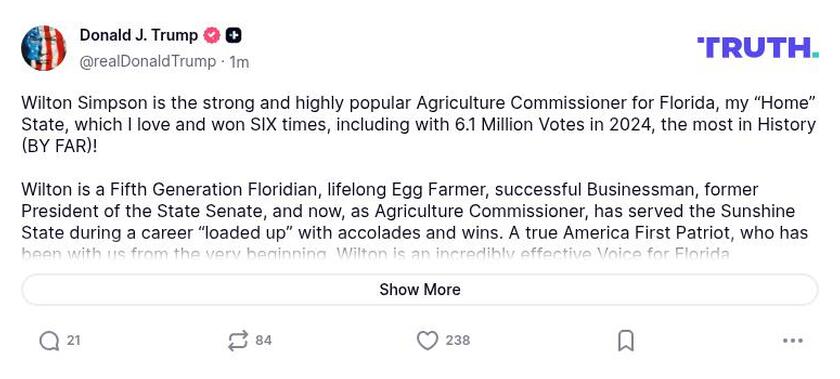 Post image from Donald Trump