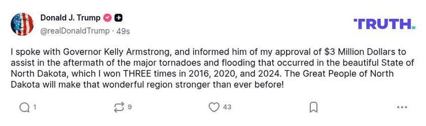 Post image from Donald Trump