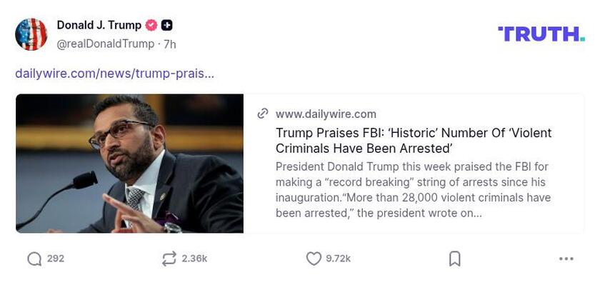 Post image from Donald Trump