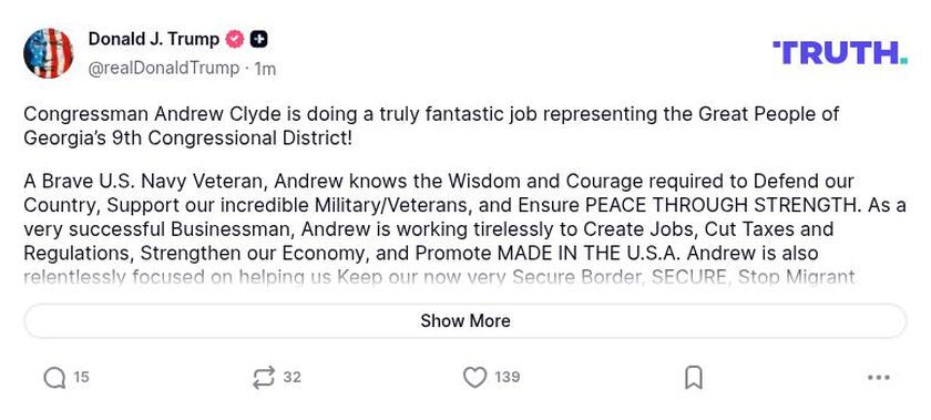 Post image from Donald Trump