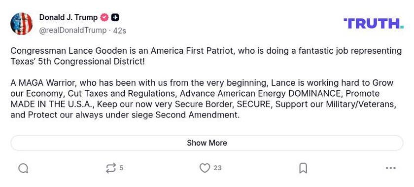 Post image from Donald Trump