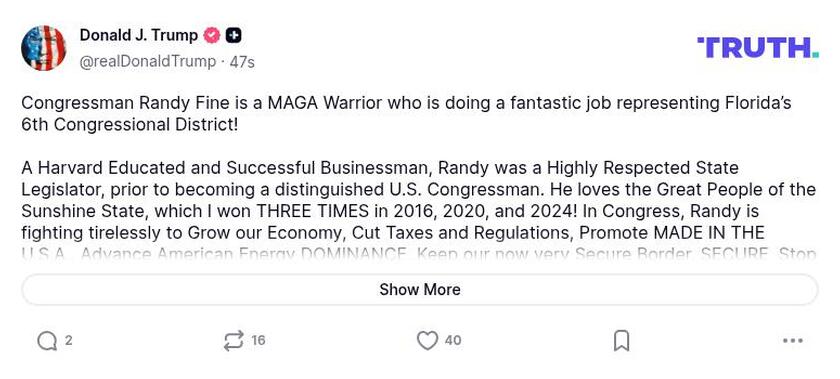 Post image from Donald Trump