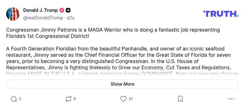 Post image from Donald Trump