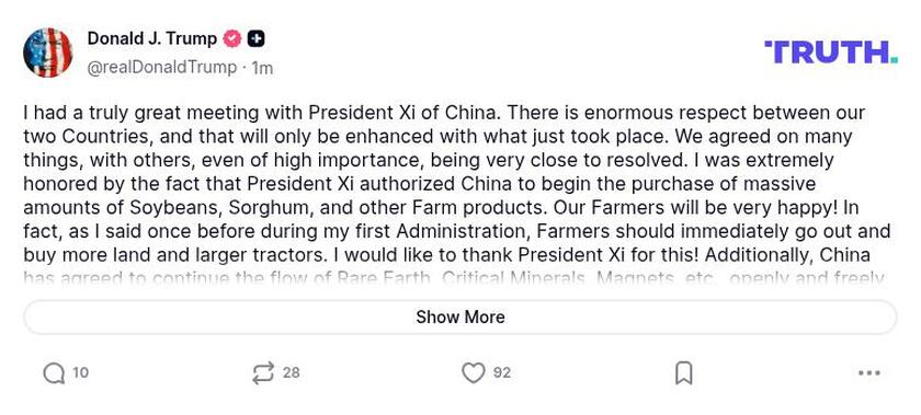 Post preview from Donald Trump