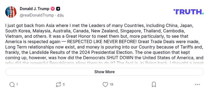 Post preview from Donald Trump