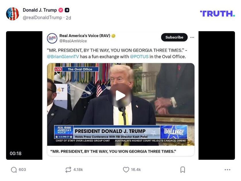 Post image from Donald Trump