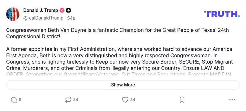 Post image from Donald Trump