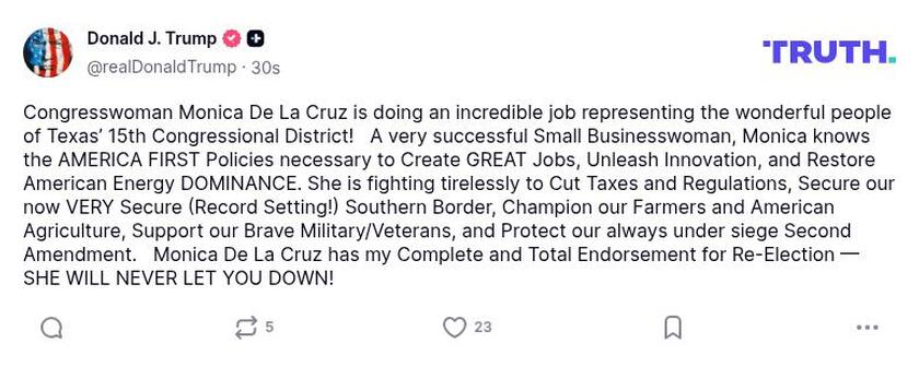 Post image from Donald Trump