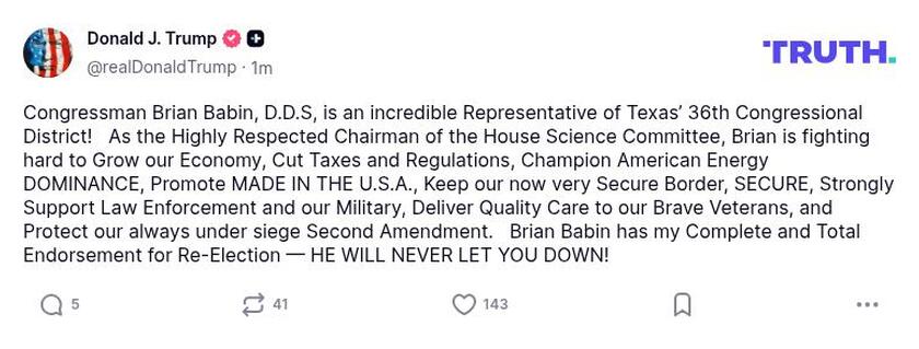 Post image from Donald Trump