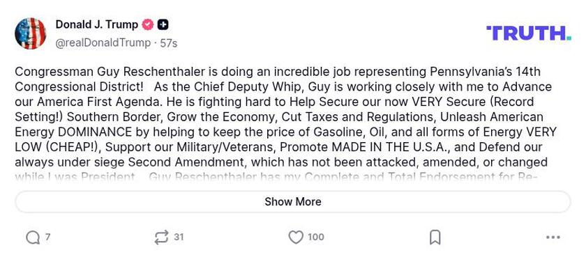 Post image from Donald Trump