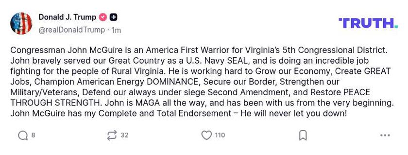 Post image from Donald Trump