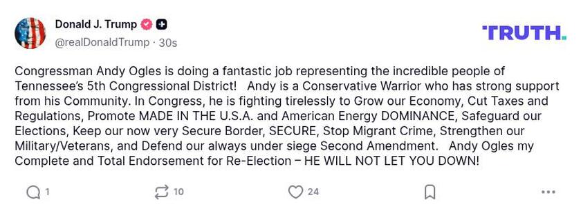 Post image from Donald Trump