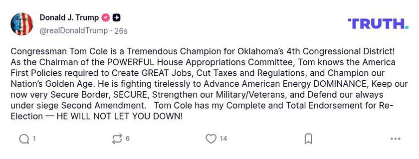 Post image from Donald Trump