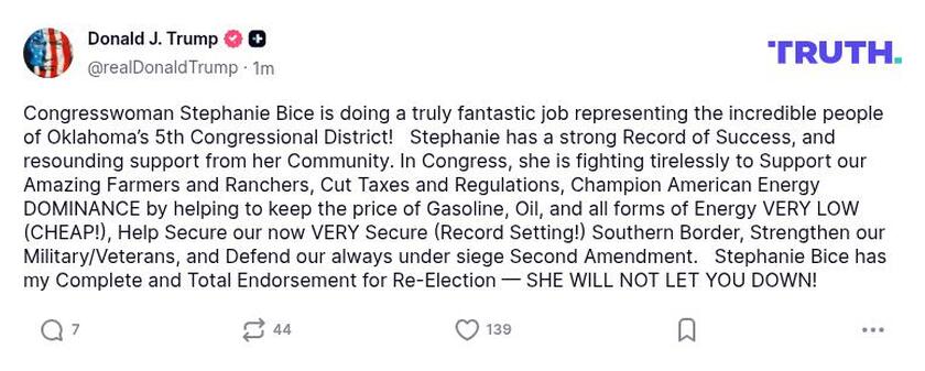 Post image from Donald Trump