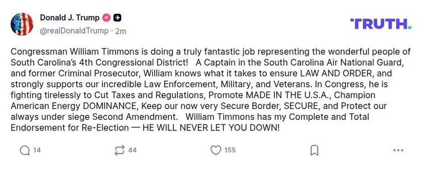 Post image from Donald Trump