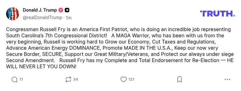 Post image from Donald Trump