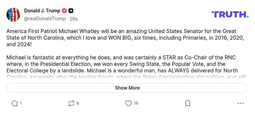 Post preview from Donald Trump