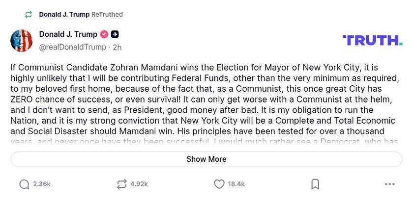 Post image from Donald Trump