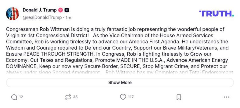 Post image from Donald Trump