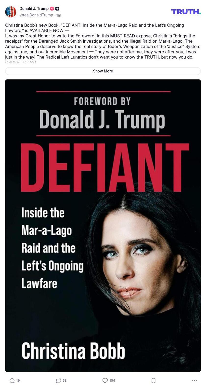 Post preview from Donald Trump