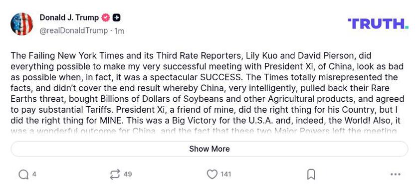 Post preview from Donald Trump