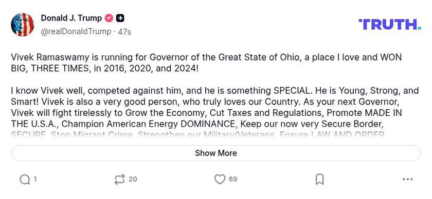 Post image from Donald Trump