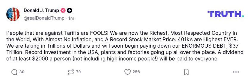 Post preview from Donald Trump