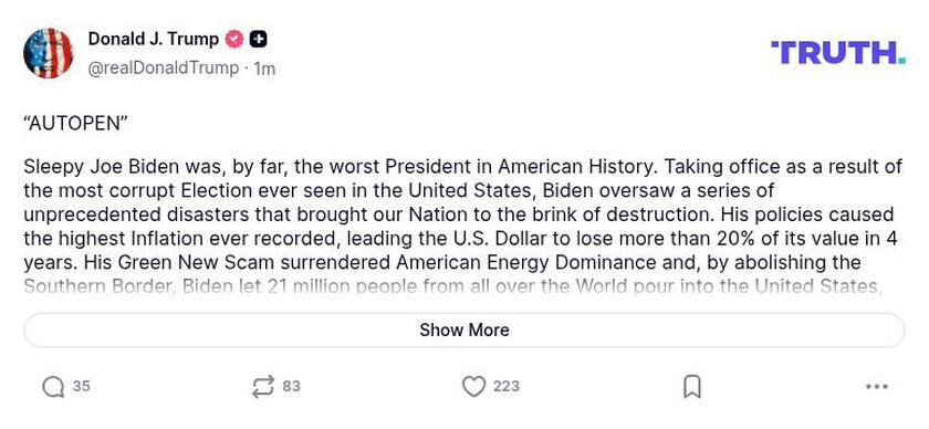 Post preview from Donald Trump