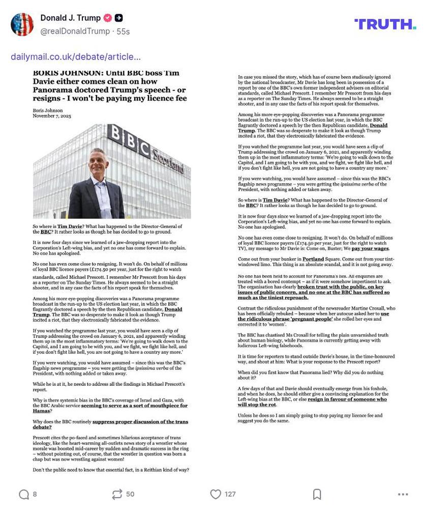 Post image from Donald Trump