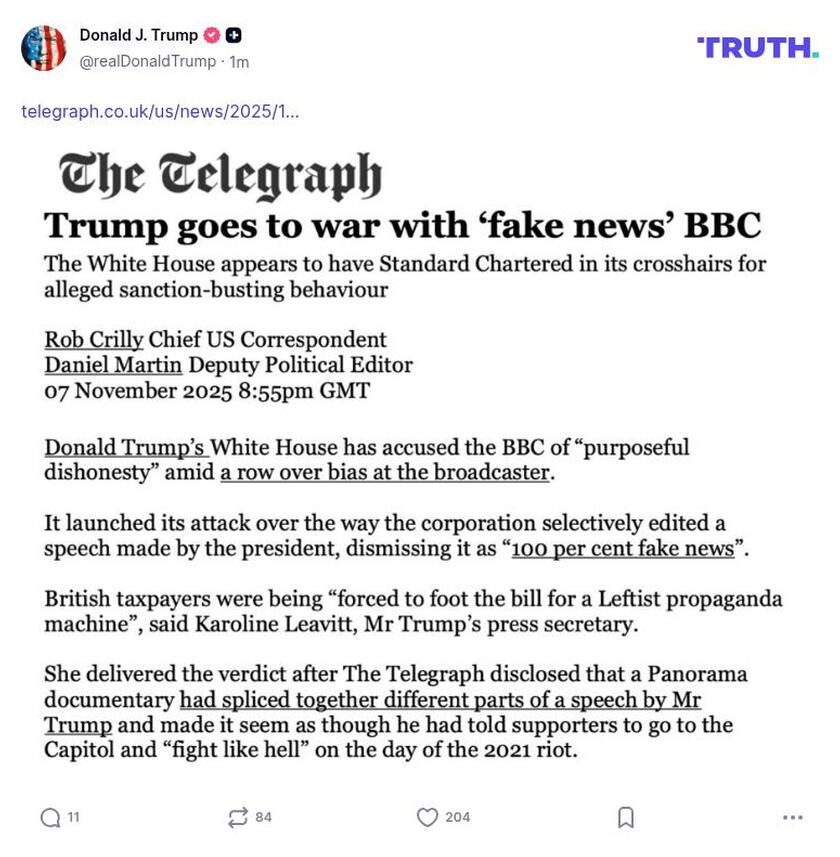 Post image from Donald Trump