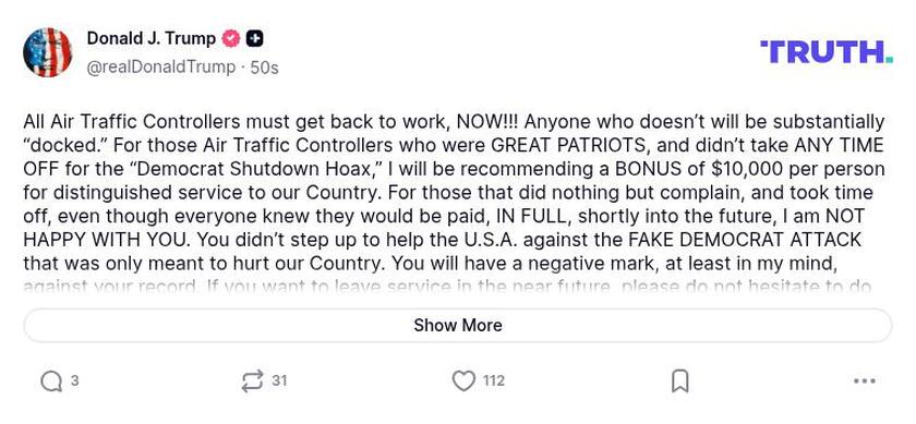 Post image from Donald Trump