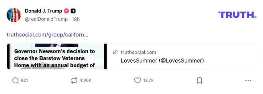 Post image from Donald Trump