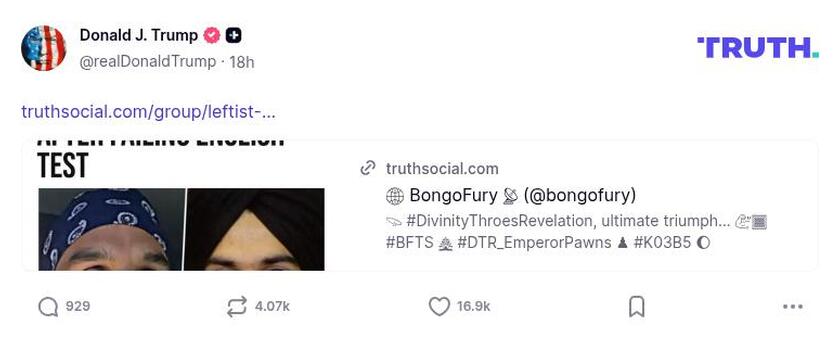 Post image from Donald Trump