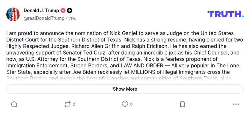 Post preview from Donald Trump