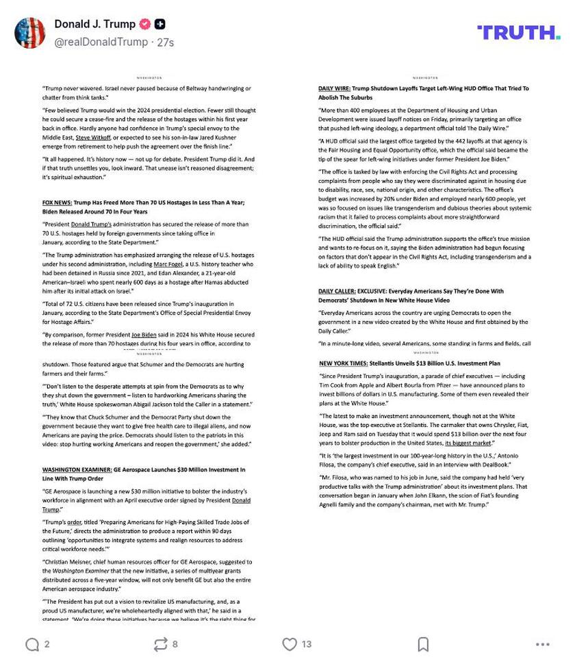 Post image from Donald Trump