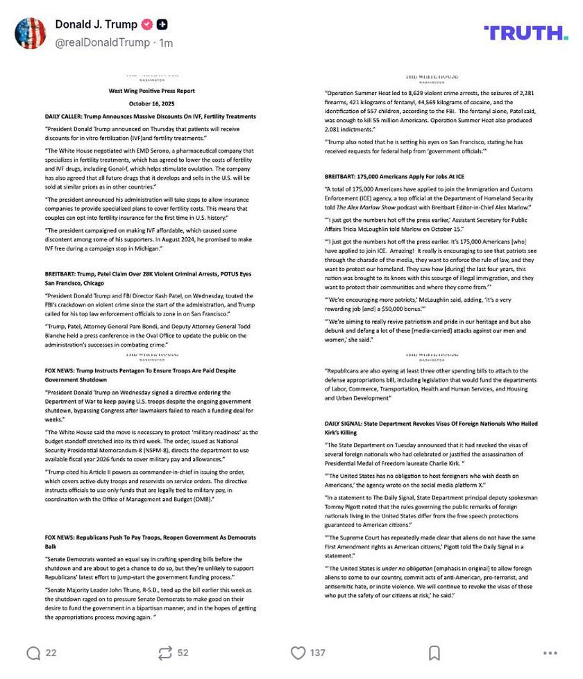 Post image from Donald Trump