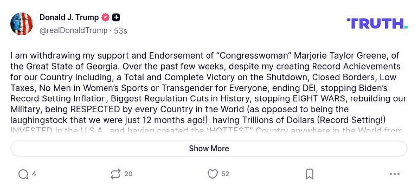 Post preview from Donald Trump