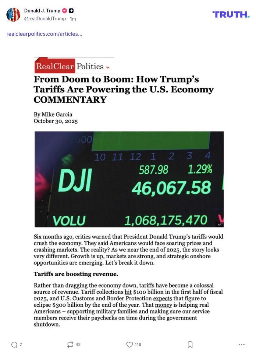 Post image from Donald Trump