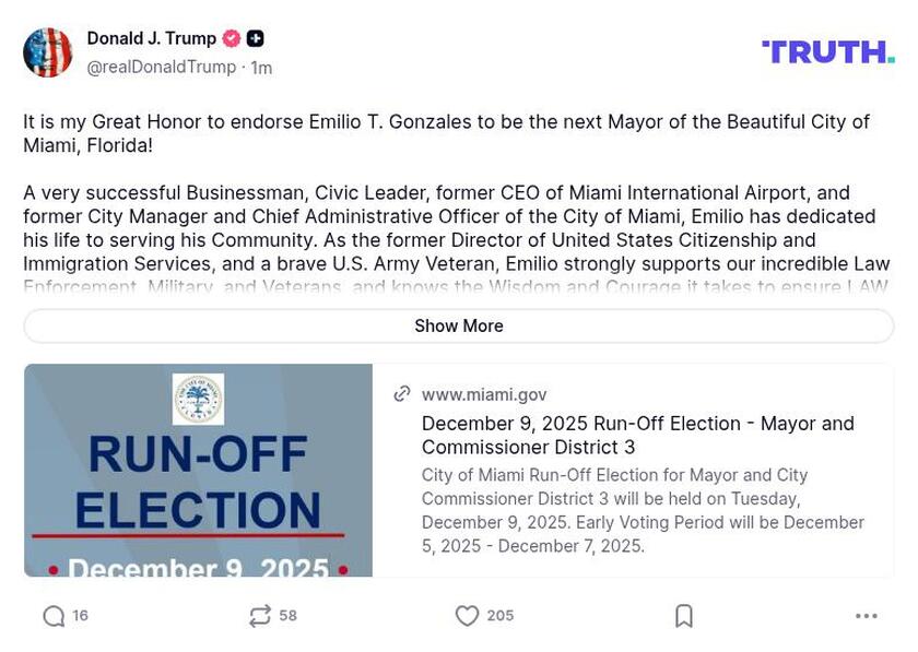 Post preview from Donald Trump