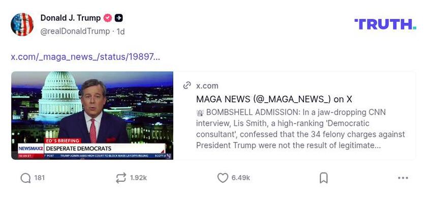 Post image from Donald Trump