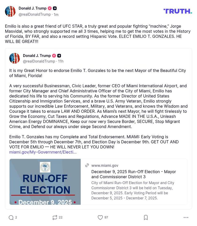 Post image from Donald Trump