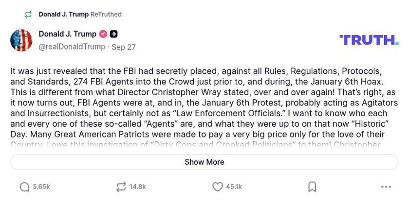 Post image from Donald Trump