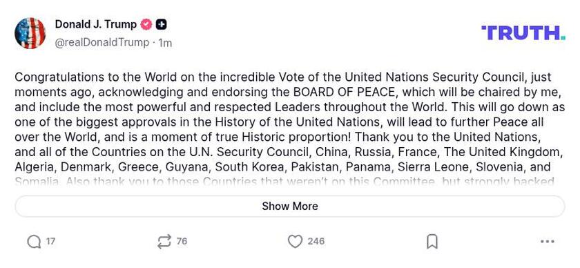 Post preview from Donald Trump