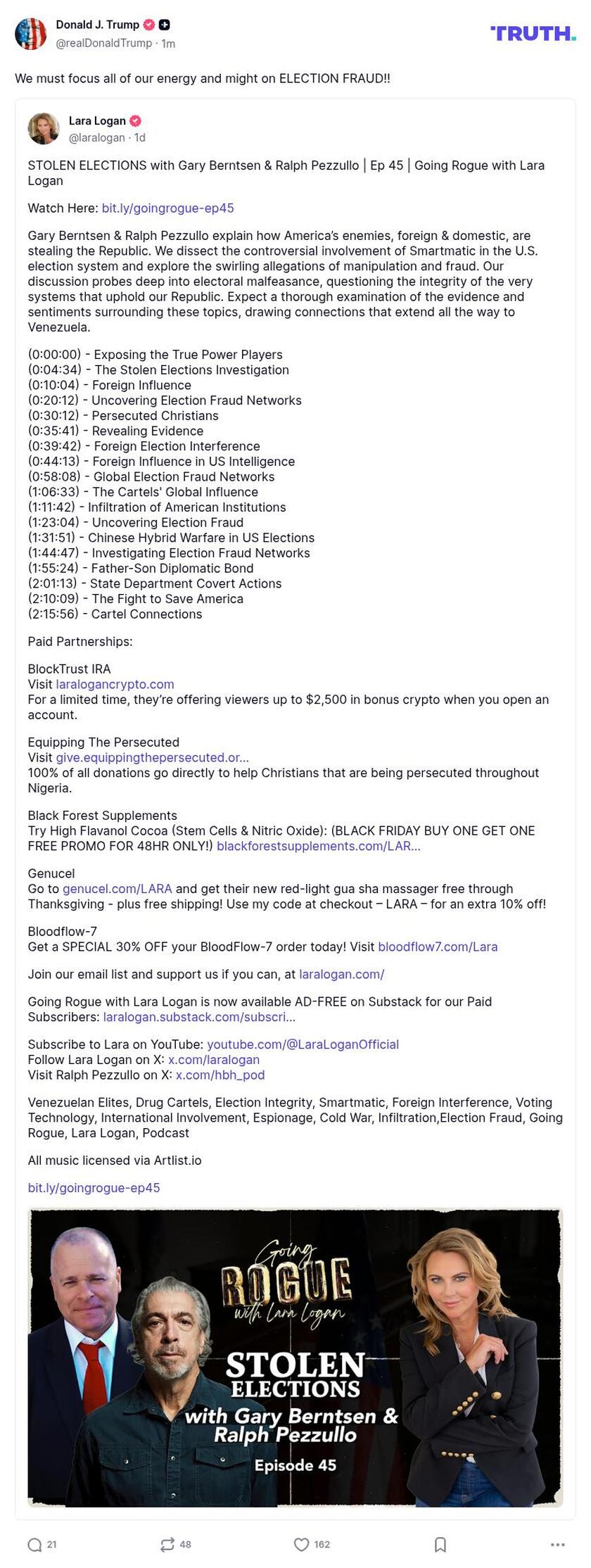 Post image from Donald Trump