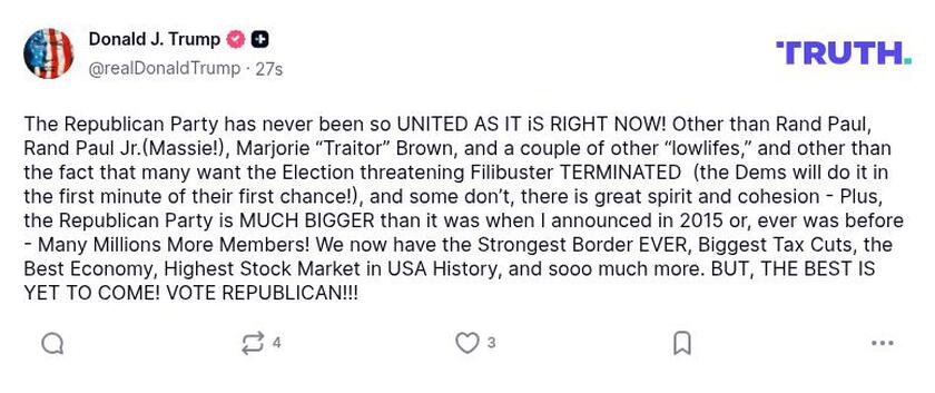 Post image from Donald Trump