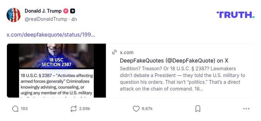 Post image from Donald Trump