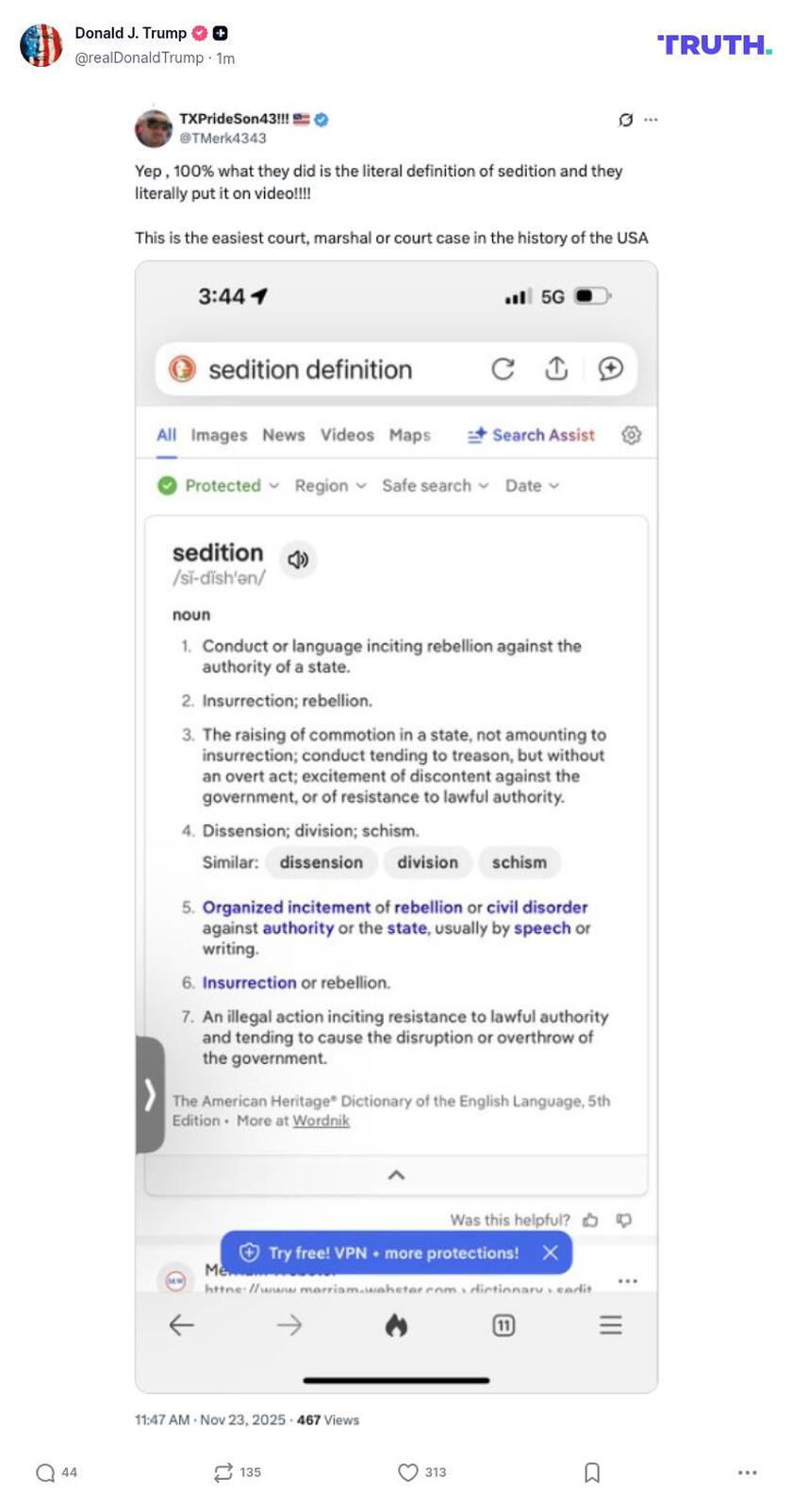 Post image from Donald Trump